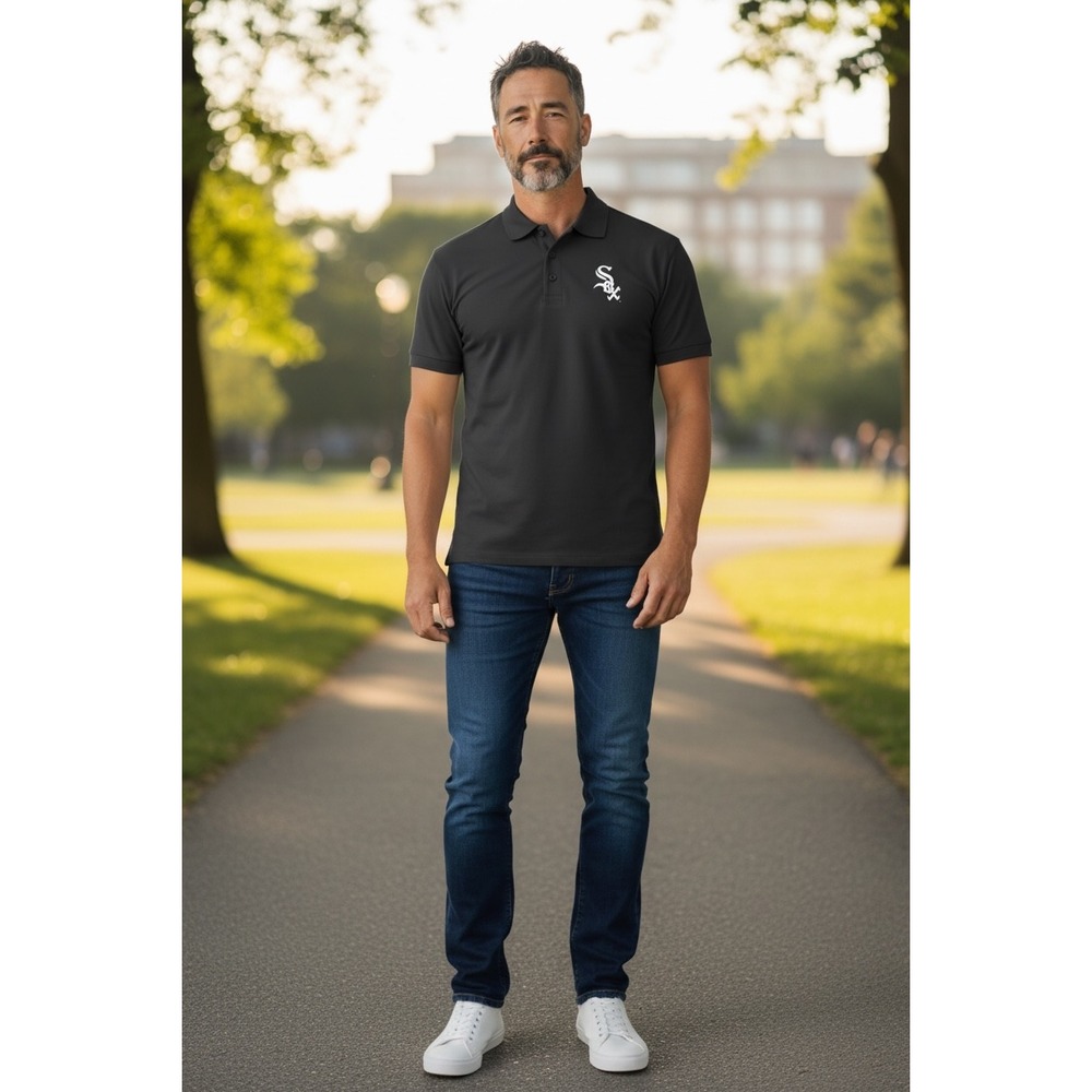 355 47 Brand Chicago White Sox Mens Polo Shirt Black MLB Active Fan Size M